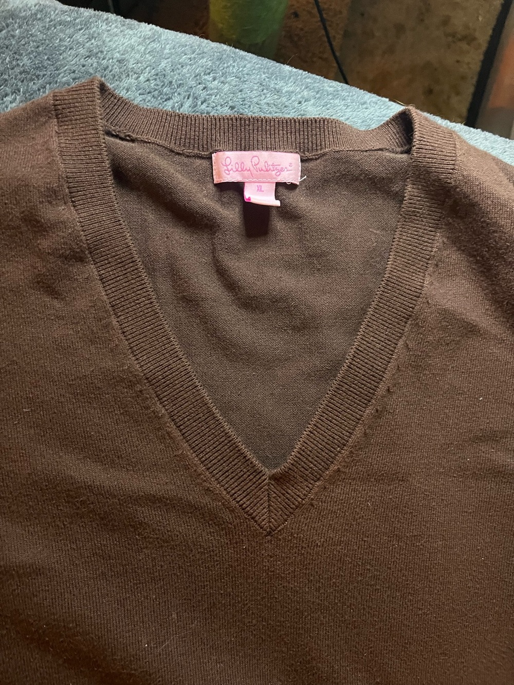Lilly Pulitzer Chocolate Brown V-Neck Pullover